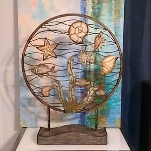 Nautical home decor, metal art, beach, starfish